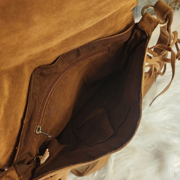 Vintage Leather Fringe Hobo Oversized Crossbody/Messenger Bag - Picture 10 of 10